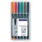 Staedtler Lumocolor 318, Feutres permanents a  pointe fine pour toutes les surfaces, Sans xylene ni toluene, Set de 6 couleurs l