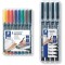 Staedtler Lumocolor 318, Feutres permanents a  pointe fine pour toutes les surfaces & Lumocolor Permanent, Feutres noirs indeleb