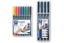 Staedtler Lumocolor 318, Feutres permanents a  pointe fine pour toutes les surfaces & Lumocolor Permanent, Feutres noirs indeleb