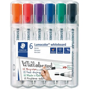 Staedtler Lumocolor 351, Marqueurs pour tableau blanc effacables a  sec, Sans xylene ni toluene et quasi-inodore, Pointe ogive d