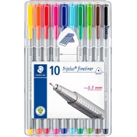 Staedtler Triplus Fineliner, Feutres a pointe extra-fine pour ecriture et contours, etui chevalet avec 10 couleurs 