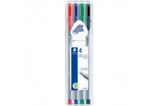 Triplus Fineliner 334 - Etui Chevalet Staedtler Box 4 Feutres Pointe Superfine 0,3 Mm Assortis