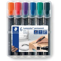 Lumocolor 350 - Etui Chevalet Staedtler Box 6 Marqueurs Permanents Pointe Biseau 2 a€ 5 Mm Assortis