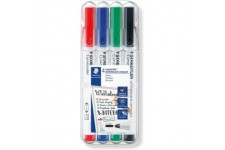 Staedtler 341 WP4 Etui de 4 Marqueurs pour Tableaux Blanc Pointe Ogive 1 a  2 mm Assortis