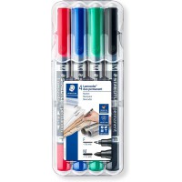 Staedtler Lumocolor 348, Feutres indelebiles a double pointe, Pointe moyenne de 1.5 mm et pointe fine de 0.6 mm, et