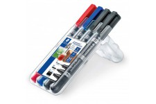 Staedtler Lumocolor Boite de 4 stylos permanents a  double extremite avec pointes et couleurs assorties, 348 SWP4