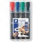 Staedtler 350 WP4 Etui de 4 Marqueurs permanents Pointe Biseau 2 a  5 mm Assortis