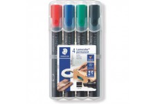 Staedtler 350 WP4 Etui de 4 Marqueurs permanents Pointe Biseau 2 a  5 mm Assortis