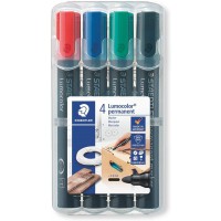 Staedtler 352 WP4 Etui de 4 Marqueurs permanents Pointe Ogive 2 mm Assortis