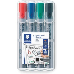 Staedtler 356 BWP4 Etui de 4 Marqueurs pour Tableaux papier Pointe Biseau 2 a  5 mm Assortis