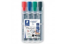 Staedtler 356 BWP4 Etui de 4 Marqueurs pour Tableaux papier Pointe Biseau 2 a  5 mm Assortis