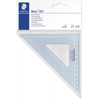Staedtler 567 21-45 Mars, equerre Scolaire de 21 Cm 45°/45° en Plastique Bleu Transparent, sous Pochette Plastique