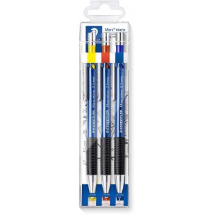 Staedtler Mars Micro, Porte-mines de haute qualite pour ecriture et dessin, etui plastique avec 3 porte-mines 0.3/0.5/0.7 mm a  