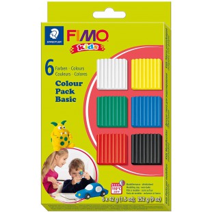 Staedtler FIMO Kids, Assortiment de 6 pains de pate FIMO ultra-souple de couleur vive et primaire, Specialement adapte pour les 