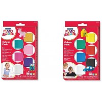 Staedtler FIMO Kids, Assortiment de 6 Pains de pate FIMO Ultra-Souple de Couleur vive et Brillante & FIMO Kids, Assortiment de 6