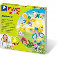 Staedtler FIMO Kids, Coffret Form & Play "Papillon" avec 4 pains assortis de pate FIMO extra-souple de 42 grammes, 1 outil de mo