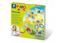 Staedtler FIMO Kids, Coffret Form & Play "Papillon" avec 4 pains assortis de pate FIMO extra-souple de 42 grammes, 1 outil de mo