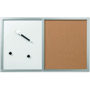 10685394 Tableau mixte moitie magnetique moitie liege avec cadre en bois 40 x 60 cm (Argent) (Import Allemagne)