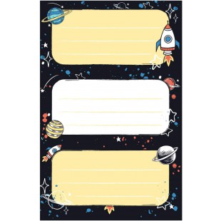 50034321 Lot de 3 planches de 3 etiquettes autocollantes pour livres Motif espace