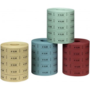 10733350 Lot de 5 rouleaux de 1000 tickets-valeur 0,5 (Differents coloris) (Import Allemagne)