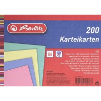 Lot de 200 Fiches bristol, format A6, lignees, couleurs assorties
