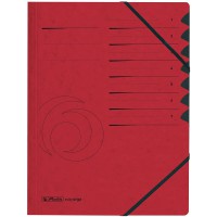 Trieur easyorga A4 en carton 7 compartiments + elastiques Rouge