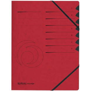 Trieur easyorga A4 en carton 7 compartiments + elastiques Rouge