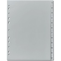 10841252 Intercalaires perfores 1-12, 23 x 29,7 cm, PP avec touches 1