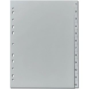 10841252 Intercalaires perfores 1-12, 23 x 29,7 cm, PP avec touches 1