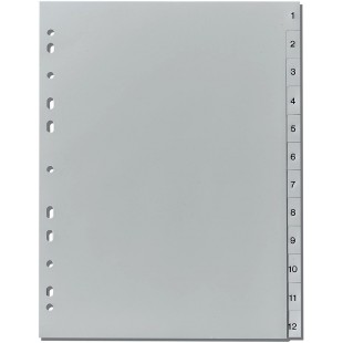 10841252 Intercalaires perfores 1-12, 23 x 29,7 cm, PP avec touches 1