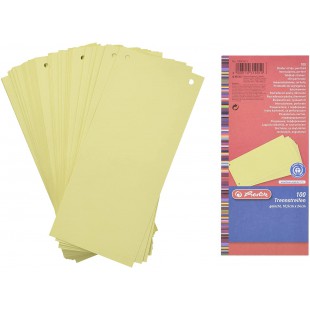 - intercalaires, pour format A4, carton dur RC, jaune perforee, 105 x 240 mm, 190 g/m2 conte