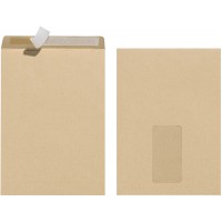 Enveloppes C5 90 g avec patte autocollante avec fenetre, papier recycle, Ange bleu, Lot de 10, sous vide, marron Avec fenetre c5