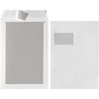 C4 Patte autocollante et dos en carton blanc avec fenetre et 120 g/m² Lot de 5, Lot de 5, plastique