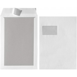 C4 Patte autocollante et dos en carton blanc avec fenetre et 120 g/m² Lot de 5, Lot de 5, plastique