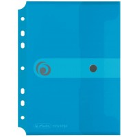 11293826 Pochette porte-documents A5 en plastique avec bouton pression Bleu transparent