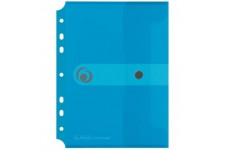 11293826 Pochette porte-documents A5 en plastique avec bouton pression Bleu transparent