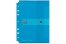 11293826 Pochette porte-documents A5 en plastique avec bouton pression Bleu transparent
