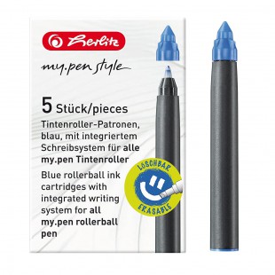 My Pen Rollerball Lot de 5 cartouches de recharge encre bleue