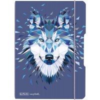 50027262 Cahier flex avec couverture amovible A4 2 x 40 feuilles Motif : Animaux sauvages Loup 1 piece Notizheft A4 gepunktet Lo