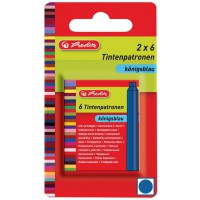 Cartouche d'encre standard, convient pour de nombreuses marques, 2 x 6 pieces sur carte blister, bleu bleu