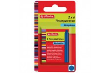 Cartouche d'encre standard, convient pour de nombreuses marques, 2 x 6 pieces sur carte blister, bleu bleu