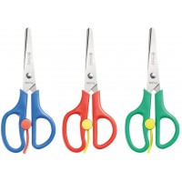 8740045 Ciseaux a  gaucher 13 cm Pointe ronde avec effort reduit pour enfants d'age prescolaire, jardin d'enfants, ecole primair