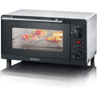 SEVERIN Mini-Four 9 L avec grille et plaque de cuisson incluses, Four posable 800 W design simple et elegant, Mini-four electriq