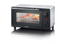 SEVERIN Mini-Four 9 L avec grille et plaque de cuisson incluses, Four posable 800 W design simple et elegant, Mini-four electriq