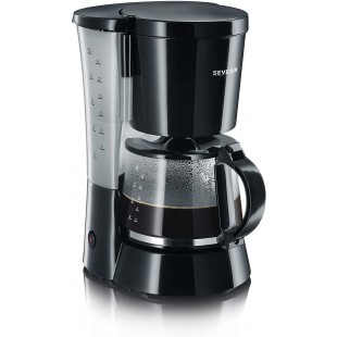 SEVERIN Cafetiere Filtre, 800W, 1,4L, Jusqu'a  10 tasses, Systeme anti-goutte, Porte-filtre amovible, Plaque chauffante,Noir,KA 