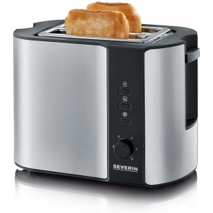 SEVERIN Grille-pain automatique 800 W, Toaster compact 2 fentes jusqu'a  2 tranches, Grille-pain electrique avec reglage du degr