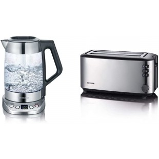 SEVERIN Bouilloire Eau et The, 1,7L, 3 000W, Filtre a  the, Temperature et Temps D'infusion Personnalisables & Grille-Pain Autom