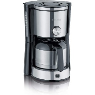 SEVERIN Cafetiere Filtre "TypeSwitch", 1 000W, 1L, Juqu'a  8 tasses, Selecteur d'arome, Verseuse isotherme, Inox/Noir, KA 4845