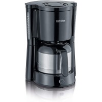 SEVERIN Cafetiere Filtre "Type", 1 000W, 1L, Jusqu'a  8 tasses, Verseuse inox isotherme, Porte-filtre amovible, Noir, KA 4835