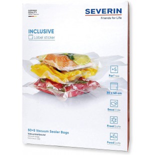 SEVERIN Sac Sous-Vide, Pour Soude-Sac et Appareils de Mise Sous-Vide, 1x 50 Pieces + 5 Supplementaires, 30x40 cm, ZB 3615